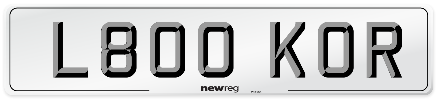 L800 KOR Number Plate from New Reg